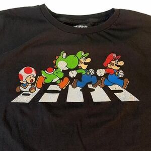 Nintendo Super Mario Abbey Road Parody T-Shirt - Black, Size L